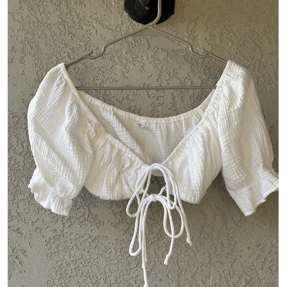 White Tie Linen Top